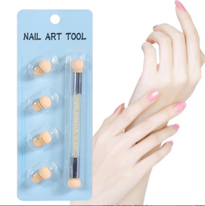 Lot de 4 stylos à double embout pour nail art, manche diamant blanc, pinceau éponge fin 0.03 pour peinture gel et manucure - Product Image 6
