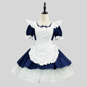 Classic Angel Maid Dress Navy Blue White Tulle Petticoat Cosplay Costume For Anime Role Play - Product Image 2