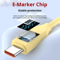 Cable de Datos con Pantalla Digital y Carga Rápida Tipo-C de Silicona Auténtica de 60W para Android/iOS, para Teléfono Móvil, Computadora y Cámara