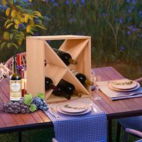 Support à vin compact 24 bouteilles en bois naturel marron pour cave, bar, cuisine, décoration intérieure – Présentoir personnalisé – Offre spéciale