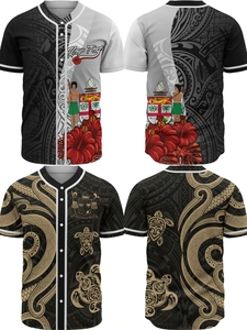 Maillots de Baseball de <span class=keywords><strong>tatouage</strong></span> polynésien pur pour hommes équipe personnalisée Samoa Tribal Fidji <span class=keywords><strong>tortue</strong></span> <span class=keywords><strong>tatouage</strong></span> chemises de Baseball - Product Image 2