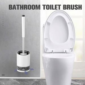 Brosse de toilette hygiénique en TPR, PP et boue de diatomée, avec support mural en acier inoxydable et silicone pour WC et salle de bain - Product Image 3