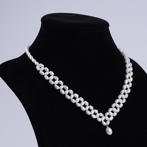 Collar de perlas de agua dulce reales collar de mujer con forma de arroz joyería - Product Image 2