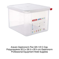 Bac alimentaire en polypropylène GN 1/2 32,5 × 26,5 × 20 h cm, avec couvercle, -40/+95 ° C Araven