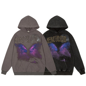 Streetwear Distressed Sweat Suit <strong>Demon</strong> <strong>Slayer</strong> Woobie Fluffy Knit Chenille Brown 3D Puff Printing Washed <strong>Hoodie</strong> - Product Image 2