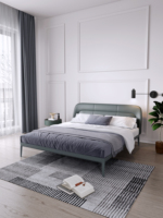 Cadre de lit en bois massif au design minimaliste moderne, décoration de lit double king size de luxe, meubles de chambre à coucher, lit Queen Size