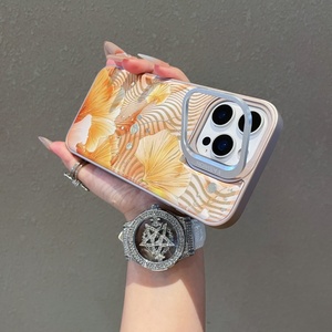 Thời trang có thể tháo rời 2 trong 1 mạ Vàng bức Tranh phong cảnh trở lại Bảng điều chỉnh từ trường hợp đối với iPhone 17 16 Pro Max 17 không khí với ống kính Bracket - Product Image 5