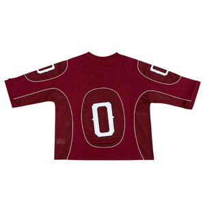 เสื้อฟุตบอลทรงโอเวอร์ไซส์ผ้าเจอร์ซีย์ปักลายโลโก้ผ้าปะต่อ - Product Image 3