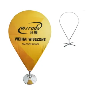 Weihai Wisezone custom flag logo drop beachflag banner indoor advertising double side display pin point event flag for sale