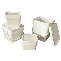 Seau carré en plastique de qualité alimentaire en gros avec couvercle, impression de logo, couleur PP, seau carré pour fruits de mer