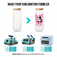 Gobelet en verre à double paroi de 15 oz (450 ml) pour sublimation, avec couvercle en bambou, transparent, pour impression personnalisée, thème Noël, effet globe de neige