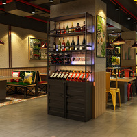 Porte-vin multifonctionnel de style industriel en fer avec finition peinture laquée pour restaurant, cave à vin, bar, café - Vitrine à vin rouge