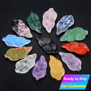 Cristal naturel feuille Agate pierre sculpture plume décoration matériel bricolage feuille bijoux accessoires cristal artisanat pierre de guérison - Product Image 1