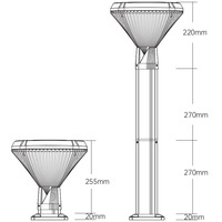Nouvelle lumière de pelouse extérieure moderne 3 couleurs en 1 lampe solaire commutable avec télécommande pour projet de jardin paysager