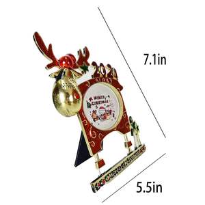 إطار صور غزال عيد الميلاد 4x6in ، جدار ندفة الثلج المعدني مع الزجاج المقسى ، هدية منزلية احتفالية - Product Image 5