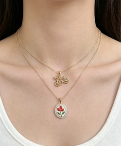 Elegant jewelry Heart Fe flower Pendant Necklace fashion Charm link <b>chain</b> for Women Gift accessories - Product Image 4