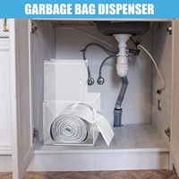 Porte-rouleau de distributeur de sacs poubelle en acrylique de 2 tailles avec couvercle Organisateur mural transparent pour armoires de cuisine Boîte de rangement pour sacs à ordures