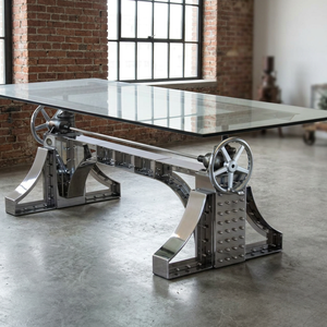 Industrial & Vintage <b>Foldable</b> Home Furniture Indian Iron Metal Crank Jack Height Adjustable <b>Dining</b> Bar <b>Table</b> - Product Image 2