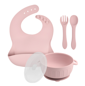 Wholesale New Baby <b>Weaning</b> <b>Set</b> BPA Free Silicone 4-Piece Bamboo Suction Bowl Spoon Cartoon Pattern Baby Feeding <b>Set</b> Eco-Friendly - Product Image 1