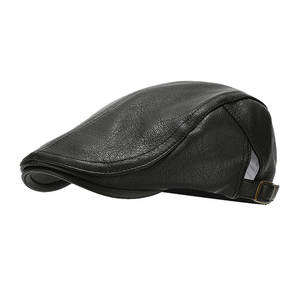 <span class=keywords><strong>Gorra</strong></span> Plana de Cuero PU Vintage para <span class=keywords><strong>Hombre</strong></span>, <span class=keywords><strong>Gorra</strong></span> Retro Estilo Ivy para Otoño e Invierno, Boina Ajustable Resistente al Viento para Uso Diario y de Negocios al Aire Libre - Product Image 1