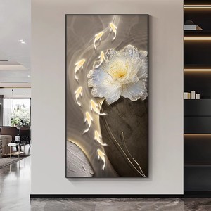 Modern Nine Fish Painting With Stones Oil <b>Canvas</b> Wall Art Aluminum <b>Frame</b> High Resolution <b>Print</b> Corridor Decor - Product Image 5
