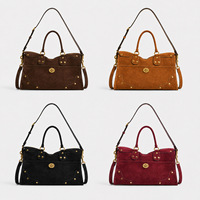 Sac à main bandoulière pour femme Niche Rivet en daim givré, grande capacité, avec trois sangles et fermeture éclair