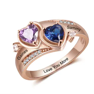 Yeni varış elmas nişan yüzüğü gül altın kaplama kişiselleştirilmiş özel 925 gümüş takı