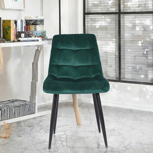Chaise de salle à manger minimaliste moderne en velours avec dossier et pieds en métal pour la maison, le bureau ou l'entrepôt - Product Image 2