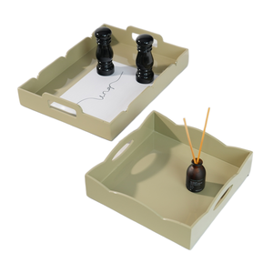 Plateaux de service modernes en laque avec poignées, plateaux décoratifs empilables pour la maison, la cuisine et la salle à manger - Product Image 3