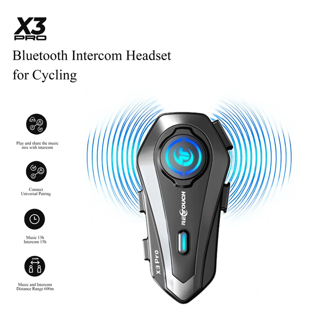Wireless In-ear Bluetooth Motorcycle Helmet Headphones Digital Battery Indicator Music Player Headset Intercom Model X3pro