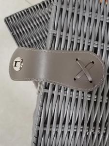 Set of 3 PP <b>plastic</b> rattan material hand woven home <b>storage</b> organizer grey rectangle <b>plastic</b> <b>storage</b> basket with lid and lock - Product Image 4