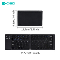 COTECi Keyboard perjalanan bisnis portabel isi ulang ultratipis operasi gunting lipat BT nirkabel untuk Tablet Laptop Mini