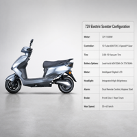 Moto électrique haute vitesse 1500W pour adultes, cadre en acier avec batterie intégrée 72V, autonomie de 60 km par charge