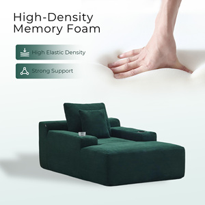 Sofá Chaise Longue Individual Envasado al Vacío, Sofá de Ocio de Pana con Portavasos Integrado, Esponja de Alta Densidad para Sala de Estar - Product Image 5