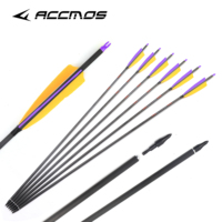 ID 6.2mm 32in Carbon Arrow Sp 250 300 400 500 600 700 800 5in Real Feather 100gn Heads New Insert Nock Tir à l'arc Chasse