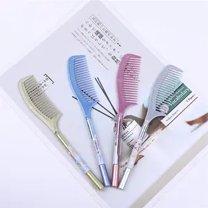 핫 세일 귀여운 일본 문구 도매 가격 판촉 선물 혼합 색상 플라스틱 Kawaii 빗 모양의 펜 젤 펜