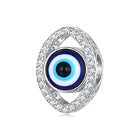 Breloque œil plaquée argent avec strass en cristal, pendentif classique pour cadeau unisexe