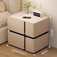 Table de chevet intelligente en bois avec chargeur sans fil, haut-parleurs Bluetooth, lumières LED, tiroirs de rangement, design moderne pour salon
