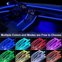 Kit d'éclairage d'ambiance dynamique pour voiture 5-en-1 à fibres optiques LED, avec effets de poursuite de couleur, contrôle via application musicale et télécommande, en plastique IP68