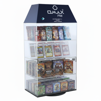 Support d'affichage de cartes TCG avec logo personnalisé, en acrylique, 4 niveaux, rotatif à 360°, avec éclairage, pour comptoir de supermarché