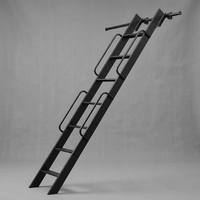 Estantería de Aluminio Ahorradora de Espacio de 108 Pulgadas, Escalera Rodante con Barandilla Corta Antideslizante, Capacidad de 400 LBS, para Uso en Cuartos de Almacenamiento