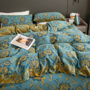 Set di biancheria da letto Jacquard di lusso con lenzuolo piatto King <span class=keywords><strong>Size</strong></span> lenzuola di lusso <span class=keywords><strong>Queen</strong></span> Space Fashion quantità Cover matrimonio geometrico - Product Image 2