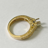 Bague de fiançailles MaiYi Vintage Filigree Flowing Scrolls, sertie en or jaune 14 carats, ovale, semi-montée