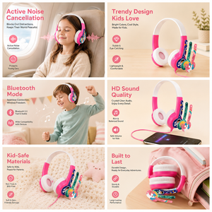 Casque sans fil haut de gamme pour enfants, à réduction de bruit, pliable, circum-auriculaire, avec transducteurs magnétiques planaires, faible latence, sans BPA, pour DJ - Product Image 6