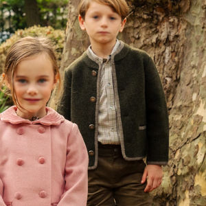 Enfants classique laine veste avec garniture garçons filles automne <span class=keywords><strong>hiver</strong></span> vêtements d'extérieur manteaux enfants espagnol Boutique vêtements - Product Image 5