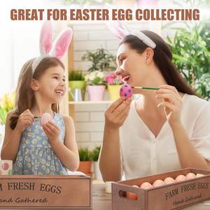 2 Pieces Farm Wooden <strong>Eggs</strong> Crate for 12 Fresh <strong>Eggs</strong> Stackable Wooden Crates for Display Rustic <strong>Egg</strong> Storage <strong>Box</strong> With Handle - Product Image 3