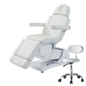 Table de massage électrique professionnelle Kisen à trois sections, personnalisable, blanche, pour esthéticiennes et soins du visage - Product Image 1
