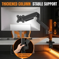 Soporte de Monitor con Resorte de Gas, Negro Brillante, para Pantallas de 27 Pulgadas, Construcción de Acero Aleado, Capacidad de Carga de 10 kg, Inclinación de 90°, Personalizable