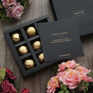 Custom Luxury Sweet Paper Craft Grids Wedding Packaging Food Grade Chocolate Gift Cajas Negra Para De Carton Box Packaging