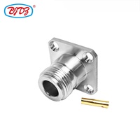 Connecteur coaxial RF de type N femelle à bride pour montage sur panneau de châssis, 4 trous, 25,4 mm * 25,4 mm, soudure, RG141, RG402, directement de l'usine
